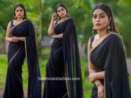 actress poorna black saree