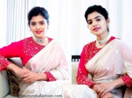 sanchita shetty white saree pink blouse