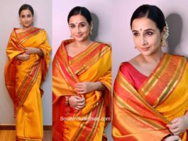 vidya balan ganesh chaturthi yellow silk saree