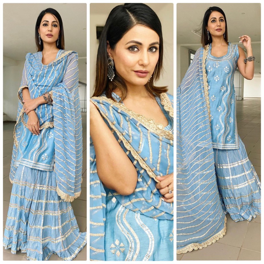 Hina Khan in blue sharara