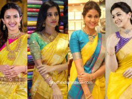 yellow silk sarees with contrast blouses