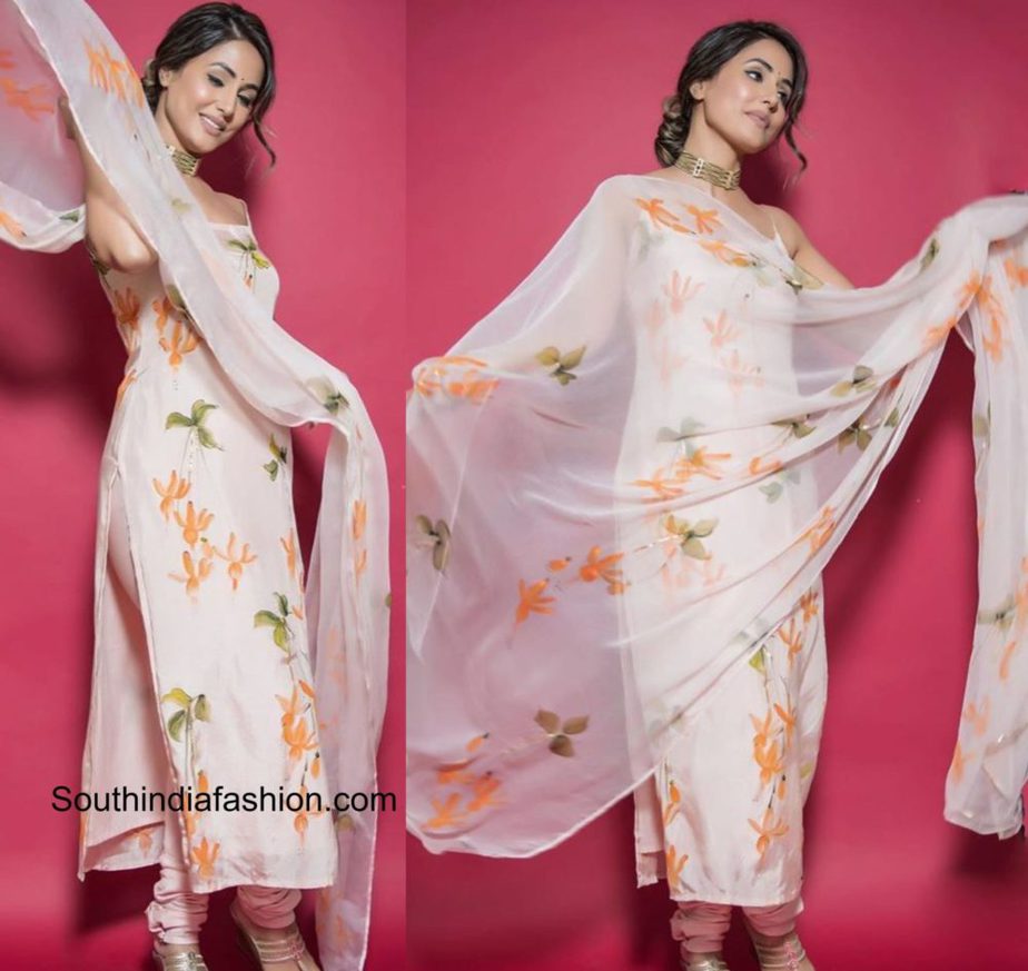 Hina Khan in a floral salwar set