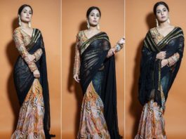 Hina Khan in her black saree