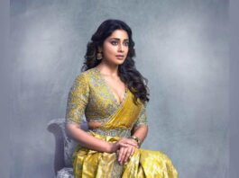 Shriya Saran in a yellow saree by Jayanti reddy label for rrr-1