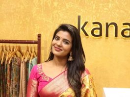 aishwarya rajesh in yellow saree by kanakdhara for a event1