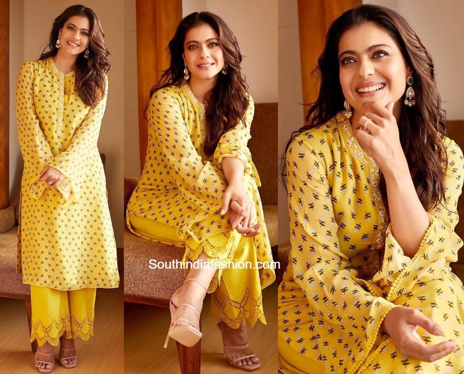 kajol yellow kurta set (1)