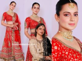 kangana ranaut in red lehenga at her cousin wedding (1)