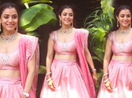 nisha aggarwal at kajal aggarwal mehendi in pink lehenga