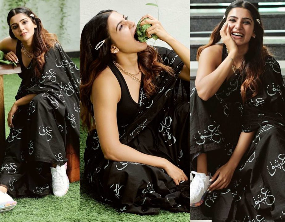 samantha akkineni black saree urlife promotions (4)