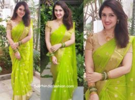 sridevi vijaykumar in a green saree for dussera