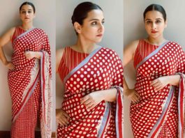 vidya balan in polka dot saree