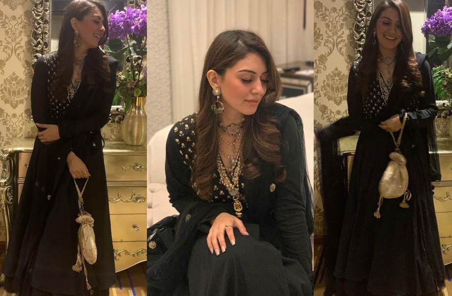 Hansika motwani in a black kurta set by date the ramp