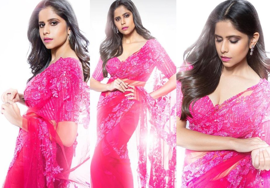 Sai tamhankar in a pink saree by premya