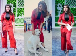 Samantha Prabhu in red pantsuit for her new talk show