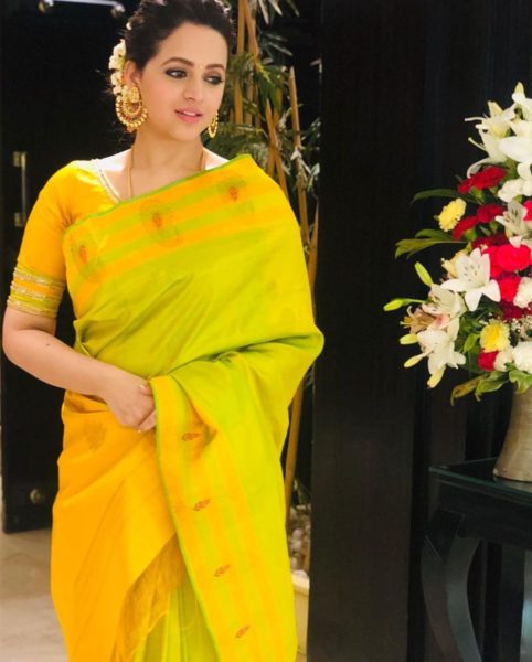 Bhavana’s limegreen silk saree is just the Festive outfit your closet needs