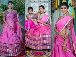 lakshmi manchu daughter in pink outfits diwali 2020