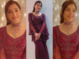 Mehreen kaur in burgundy sharara by malasa