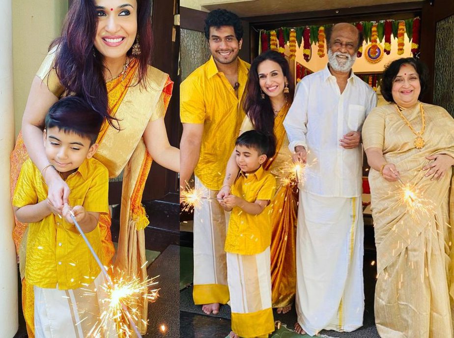 rajinikanth family celebrating diwali 2020