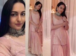 sonakshi sihna in pink sharara in sukriti and aakriti