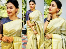 Anusree in a green pattu saree featured