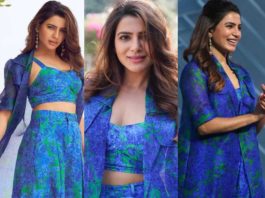 Samantha in blue reik outfit for samjam with rakulpreet 1.1