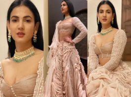 Sonal chauhan in blush pink lehenga by pink peacock couture featured