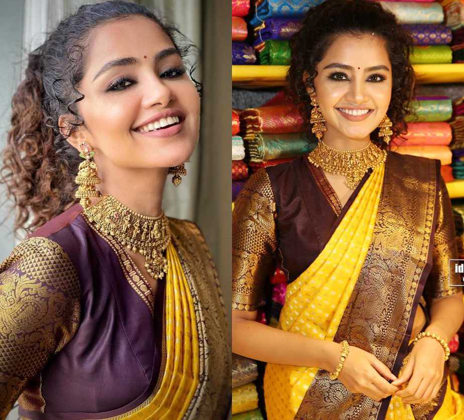 anupama parameswaran in yellow saree at hyderabad