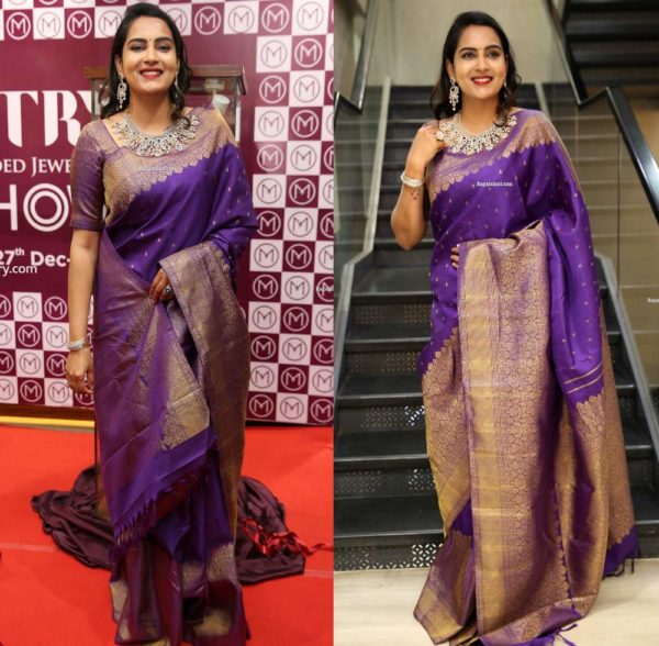 Himaja in a traditional saree at Malabar Gold & Diamonds event! – South ...