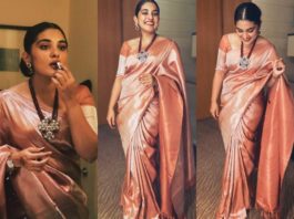 nivetha thomas silk saree vivek athreya wedding