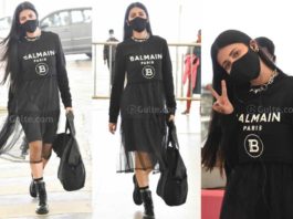 shruthi haasan airport look in black