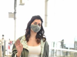 Raashi Khanna in khakhi pants sea weed green jacket at RGI3