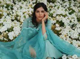 kalyani priyadarshan in mint green organza lace kurta set