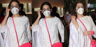 sara ali khan in an all-white outfit for the airport