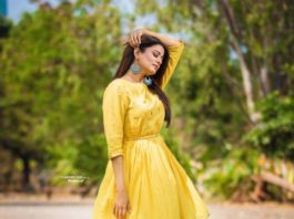 Priyamani Raj in yellow flared dress by Kamodinee for Dhee 13