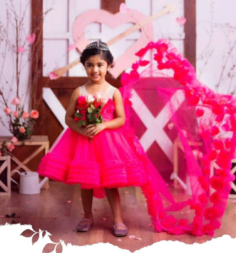 allu arha in cute pink long dress for valentine's day