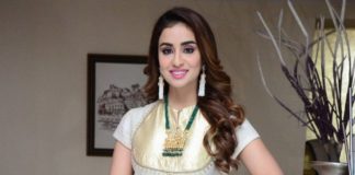 musskan sethi in white and gold anarkali dress