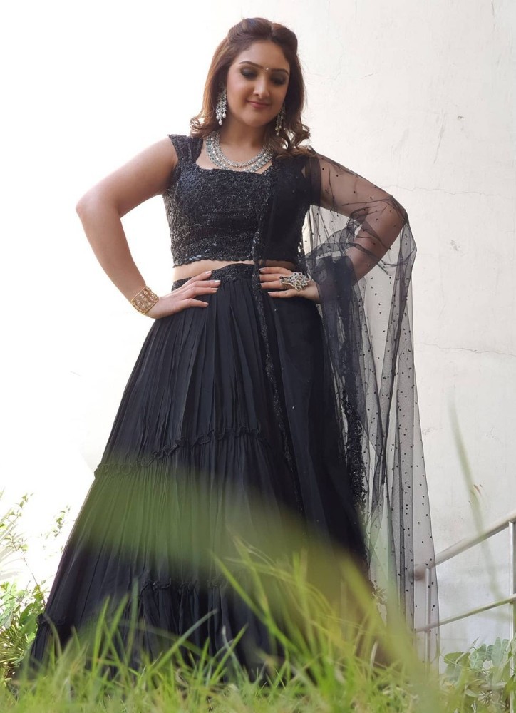 sridevi vijaykumar in a black lehenga for comedy stars