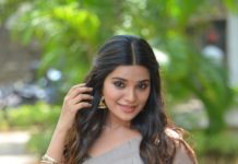 Aathmika in a beige saree at Vijayaraghavan trailer launch -2