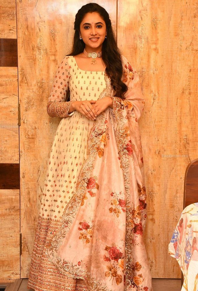 priyanka mohan in a printed long anarkali set