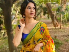 Nabha Natesh in yellow saree for Ugadi-1