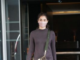 Pooja Hegde in mocha dress at dubbing studio-2