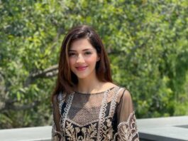 Mehreen Pirzada in black Imrozia premium kurta