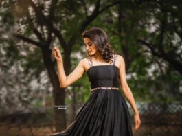 Priyamani raj in a custom made black dress my mehak shetty for dhee kings