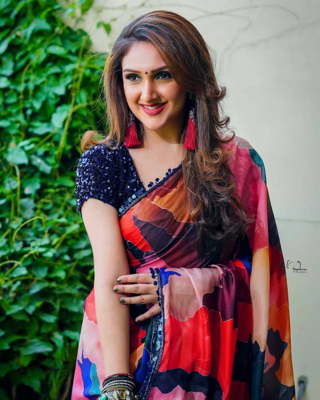 Sridevi Vijaykumar makes a style statement in a multi-colour saree on a ...