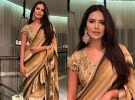 esha gupta in arpita mehta saree