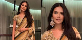 esha gupta in arpita mehta saree