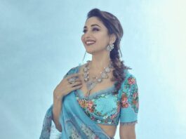 Madhuri Dixit in blue torani lehenga for dance deewane-4