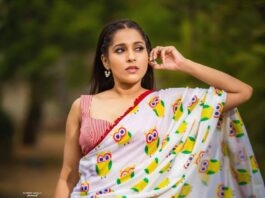 Rashmi Gautam in owl print saree by shrutii clothing