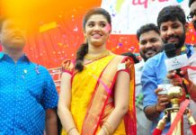 Kriti shetty in yellow pattu saree at manglya shopping mall inaugration-4