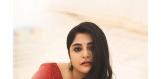 Manjima Mohan in a white saree by Wrii for onam 2021-2